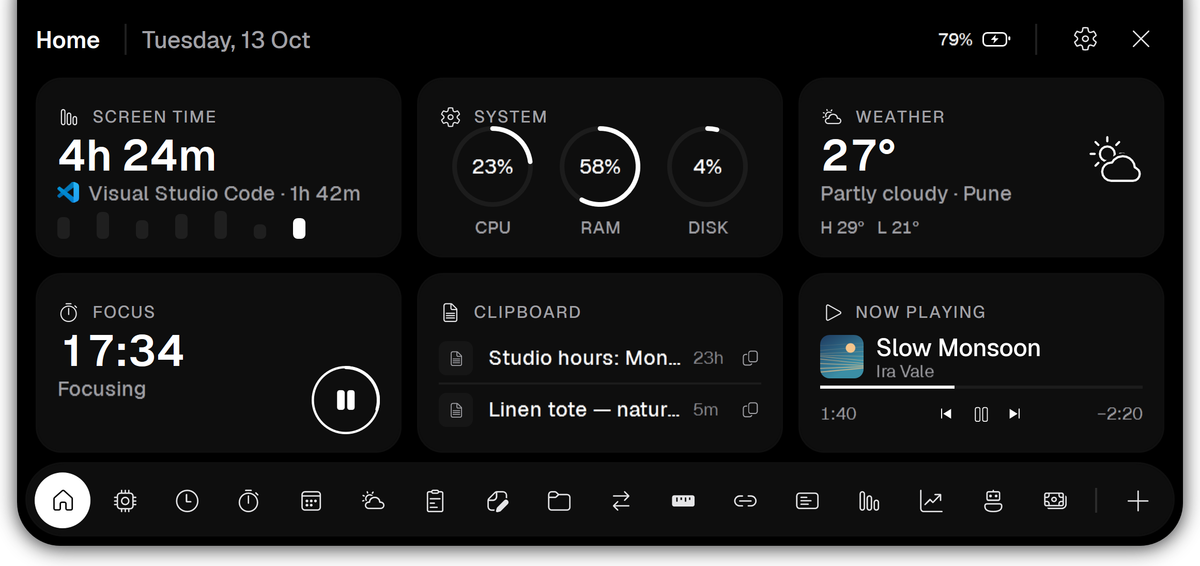 Vayli Home in the Pure Black theme.